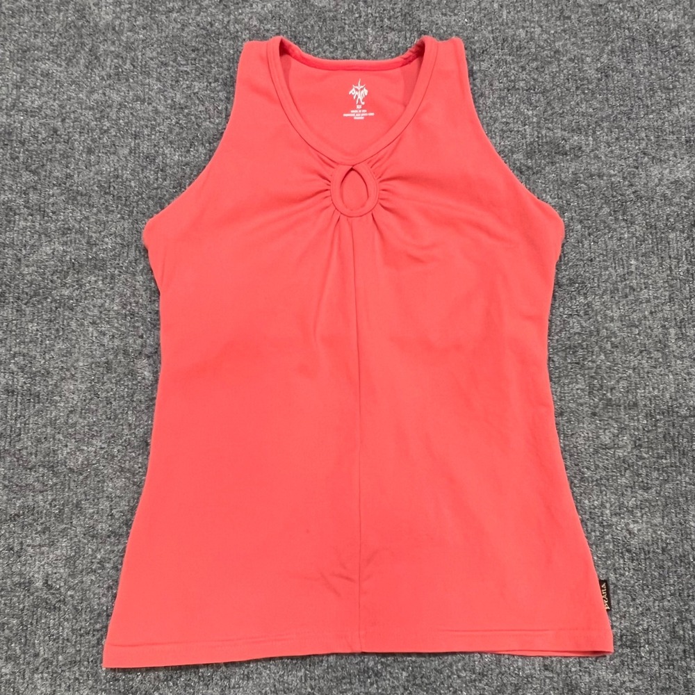Prana Tank Top Women XS Coral Keyhole Neck Built-in Bra Activewear Yoga